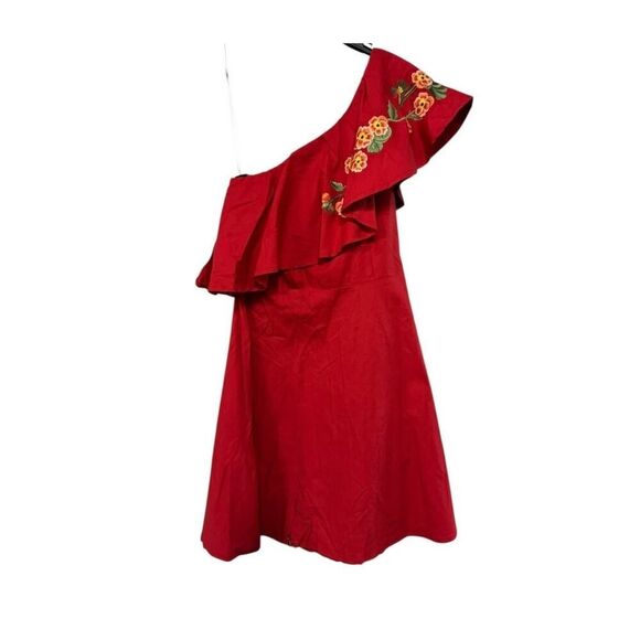 Fanm Mon Canan Red Embroidered One Shoulder Dress - S - Picture 6 of 8